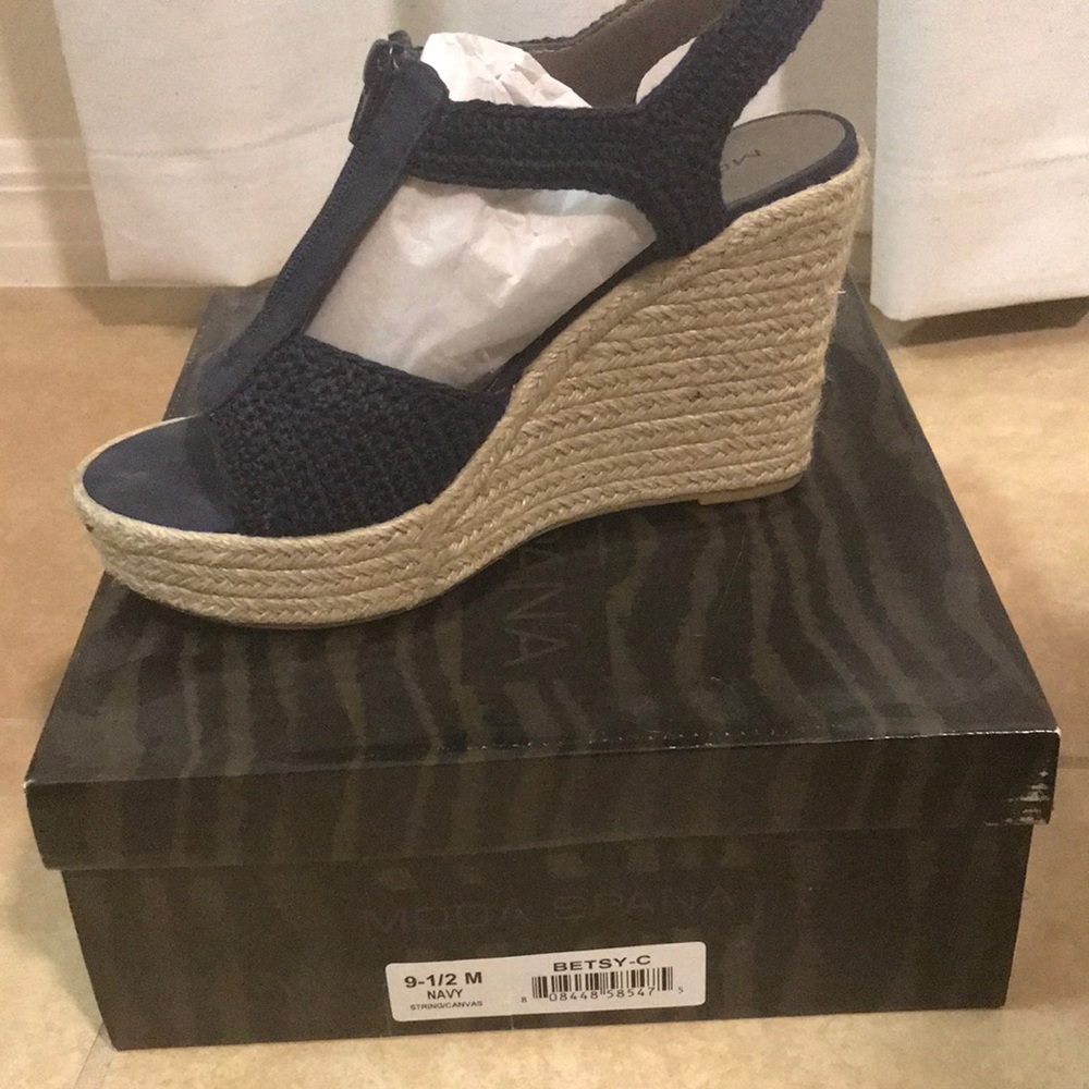 Navy canvas wedge